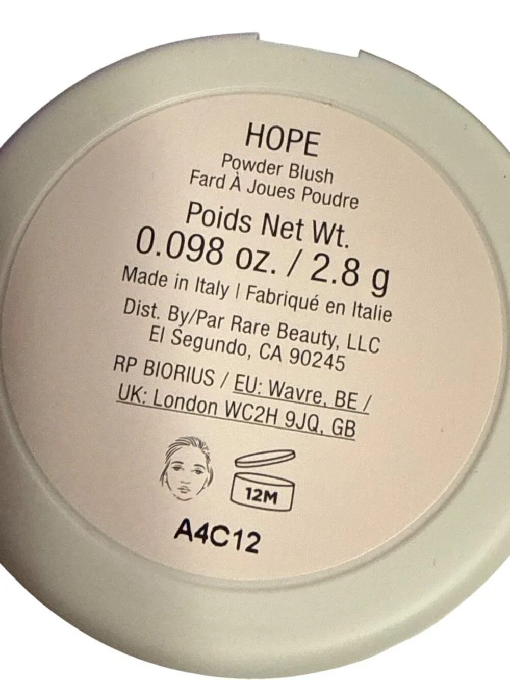 Rare Beauty Soft Pinch Luminous Powder Blush Hope 2.8g New in Box Full Size